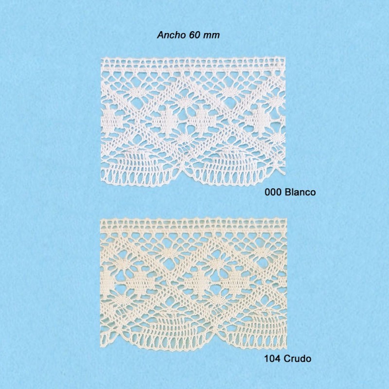 Encaje bolillo 60mm 100% algodón | Envíos 24h | Mercys                