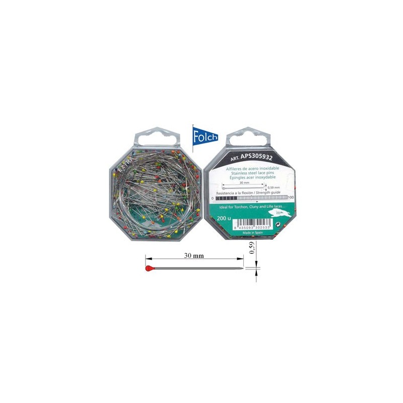 Alfiler bolillo  APS305932 c/pera 30/0,59 c/200uni